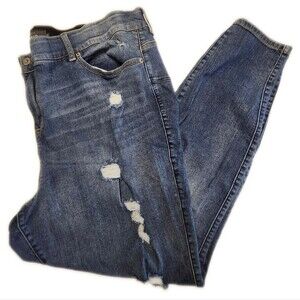 Torrid Premium Bombshell Skinny Medium Blue Distressed Jeans, Wm's 26T